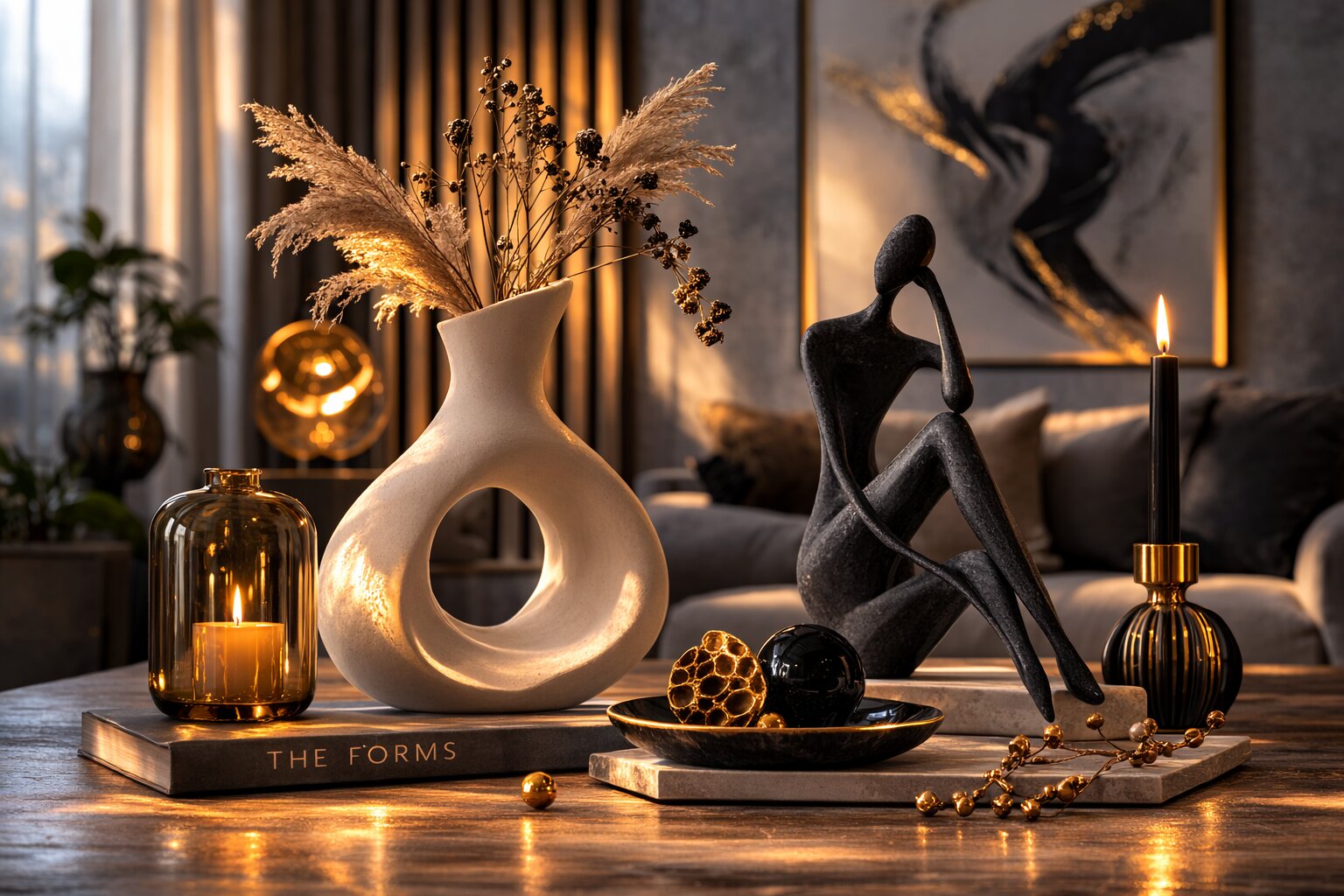 стеклянная ваза необычной формы на столе